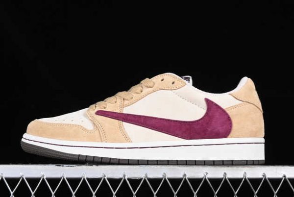 Discount 2023 Travis Scott x Air Jordan 1 Low OG Beige Khaki Purple DM7866-811 For Sale