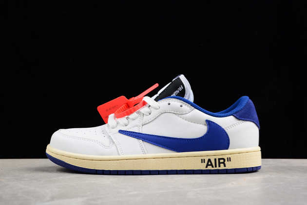 2024 Travis Scott x Air Jordan 1 Low OG White Navy Blue Black DH7890-111 Basketball Shoes