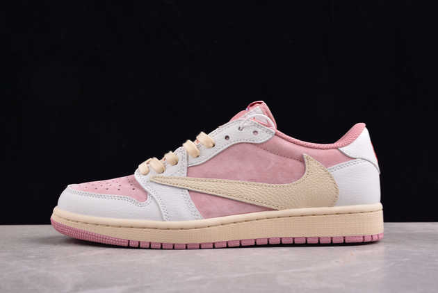 2024 Travis Scott x Air Jordan 1 Low OG AJ1 Pink White DM7866-600 Shoes